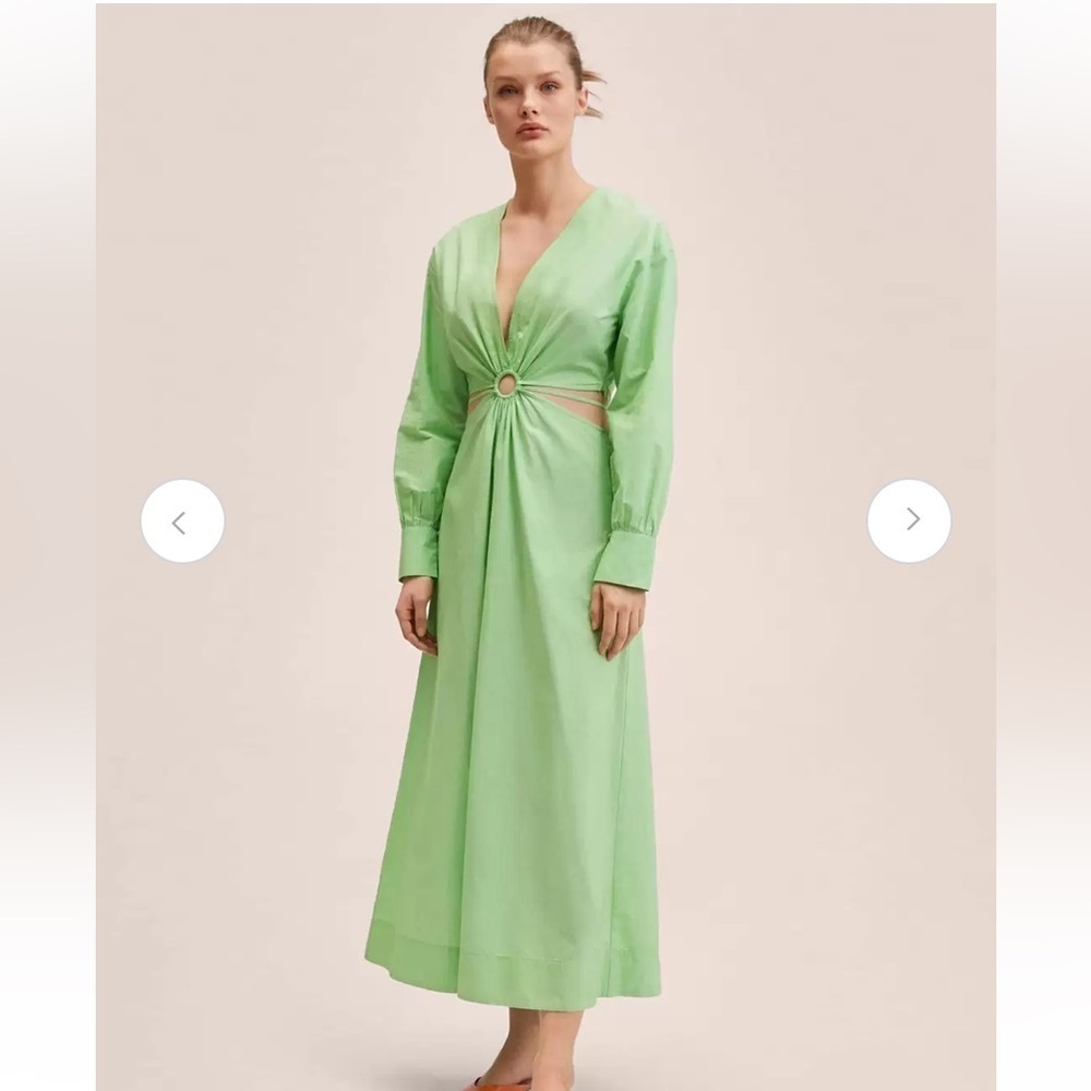 Mango‎ cutout green maxi dress
